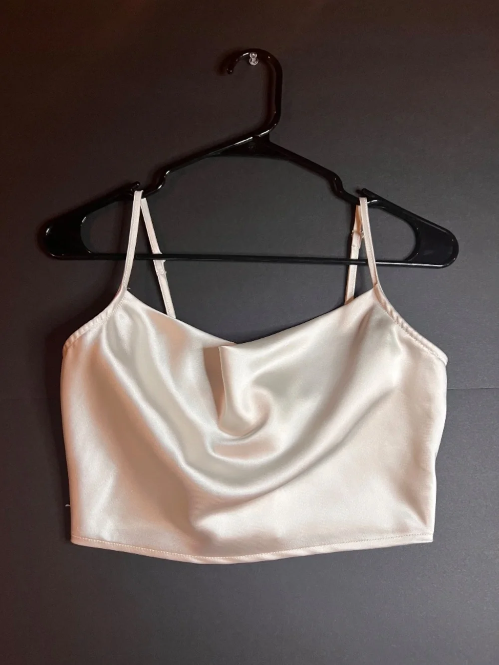 Forever 21 Ivory Satin Draped Crop Spaghetti Strap Top - Picture 2 of 7